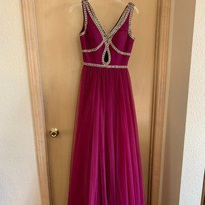 Sherri Hill Merlot Purple Beaded Trim Ballgown Prom/Pageant Dress